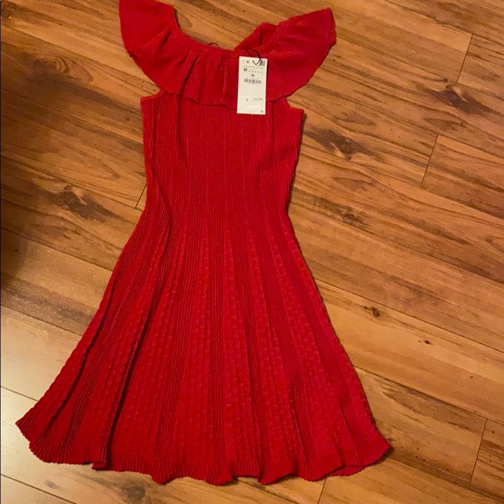 Zara Red off the shoulder dress! NEVER BEEN WORN!